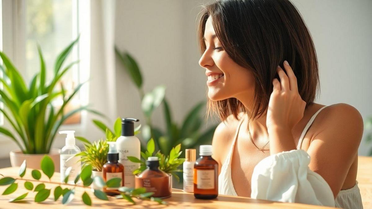 Cabello rizado natural cuidado con productos orgánicos