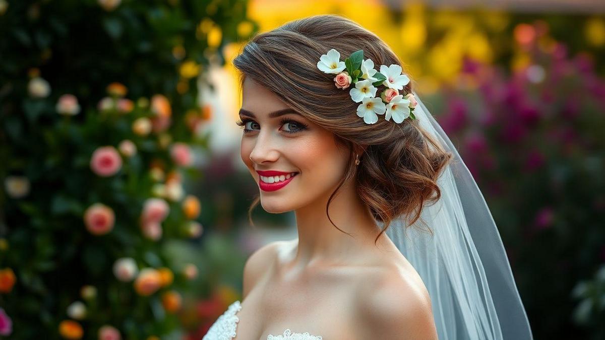 Peinados elegantes para bodas con flores